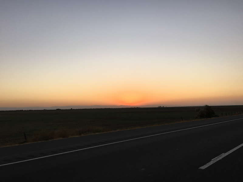 Sun setting from the 5 freeway on my move back down to LA.