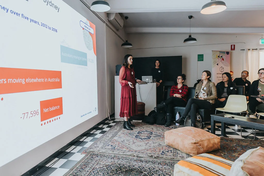 Research Manager Brooke Boyce presenting at Data after Dark: Vivid Sydney