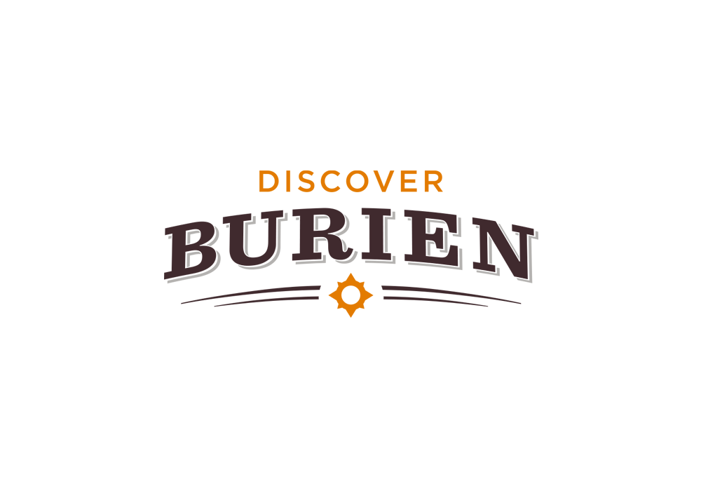 Discover Burien. Logo for the small independent non-profit service organization dedicated to economic development and community engagement in Burien, WA.