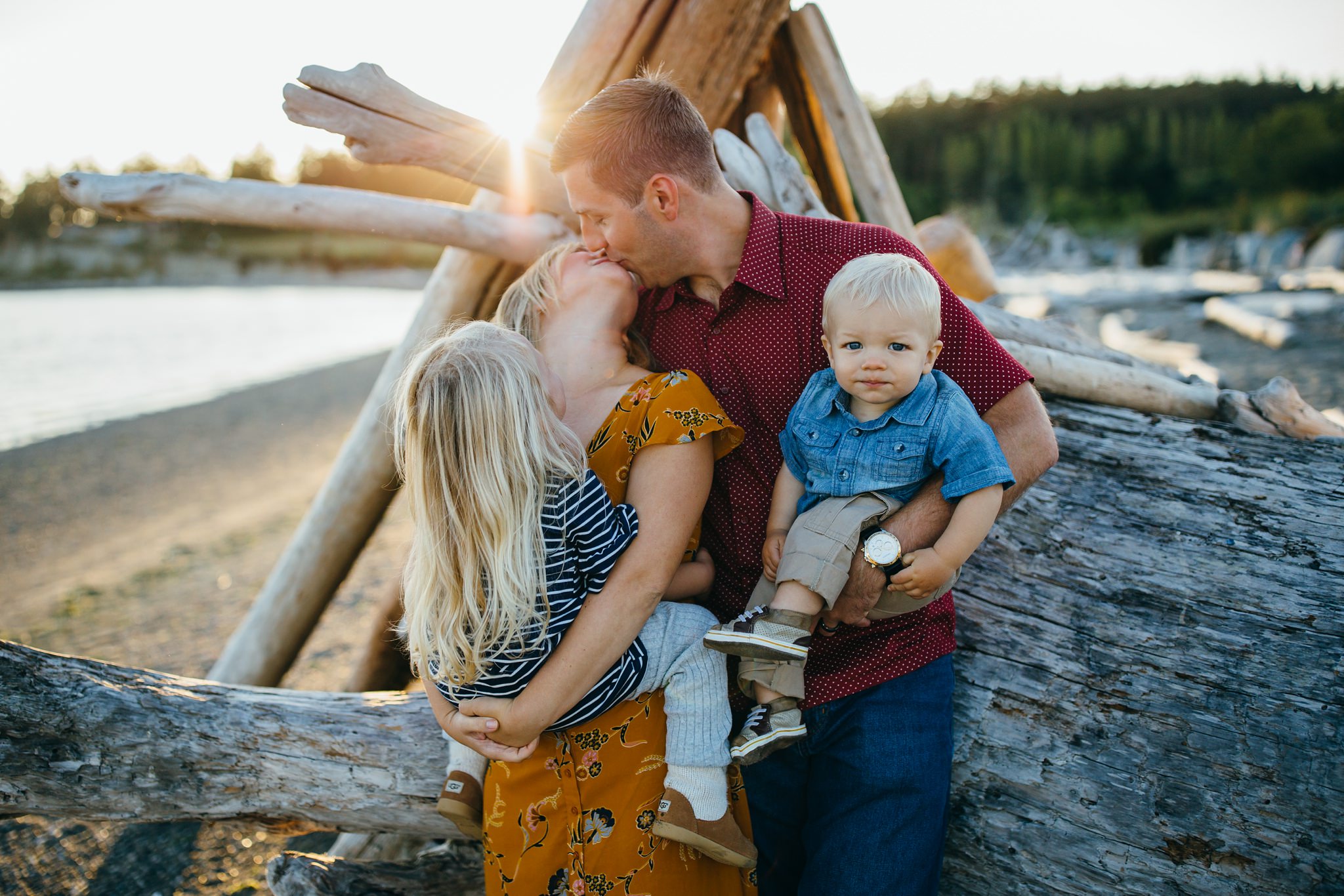 Sunset Family Portraits at Penn Cove | Whidbey Island Family Photographer