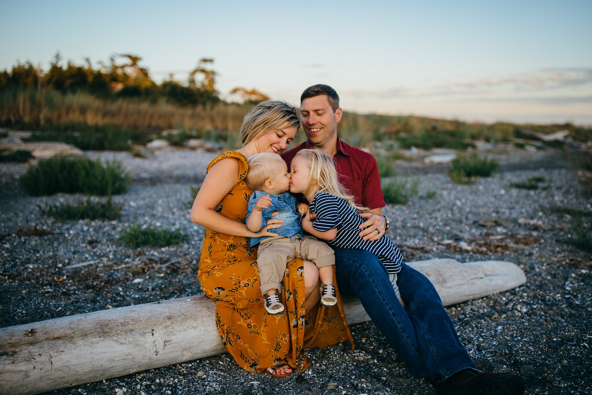 Sunset Family Portraits at Penn Cove | Whidbey Island Family Photographer