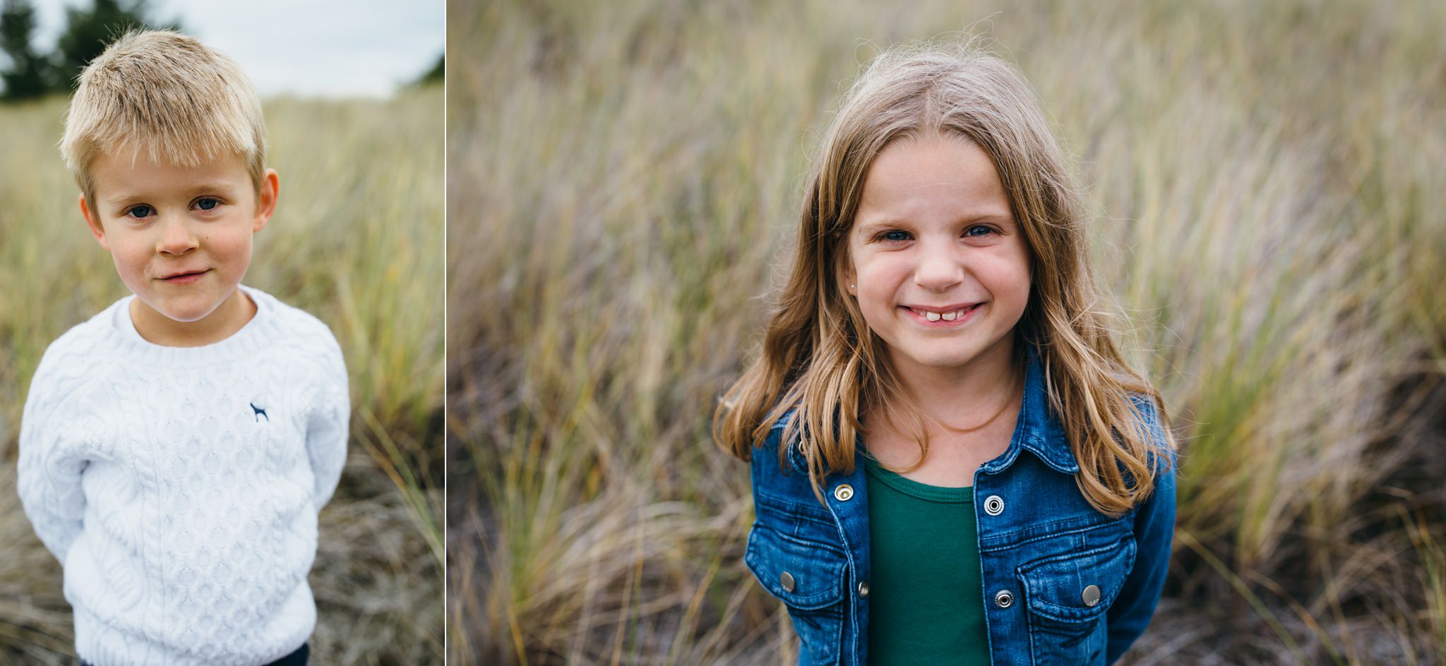 kara chappell whidbey island family photography brother and sister smile and laugh in field