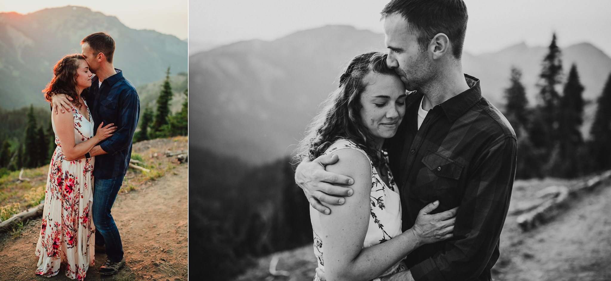 man hugs wife during session at olympic national park