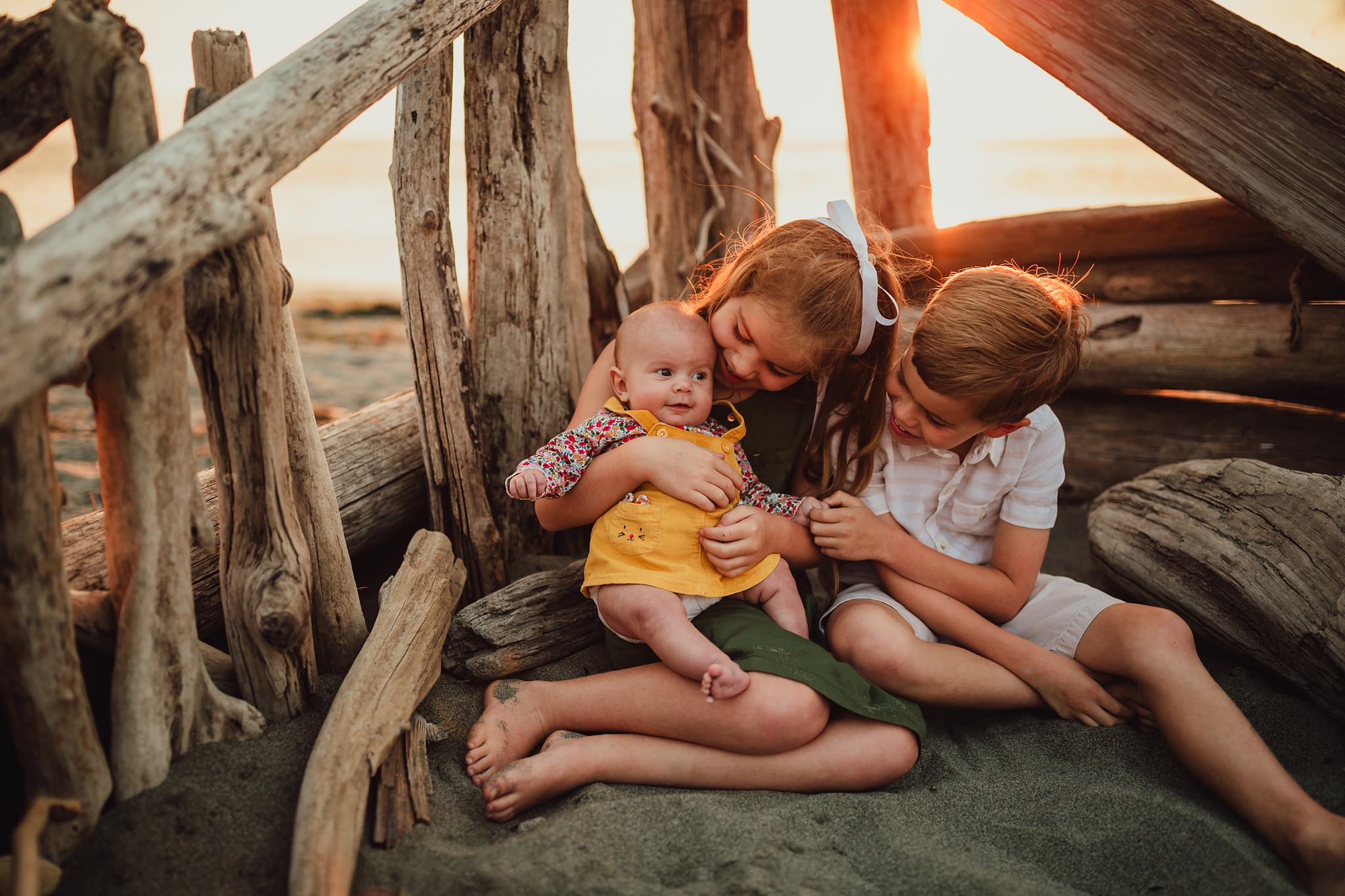 family beach session at sunset