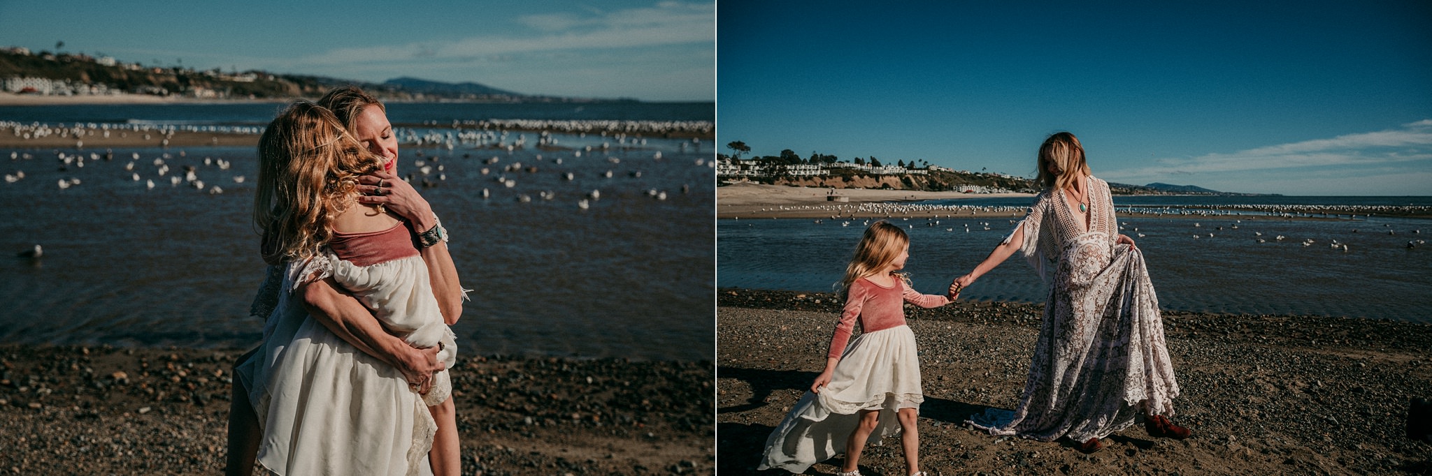 woman hugs daughter on beach | Whidbey Island family photographer