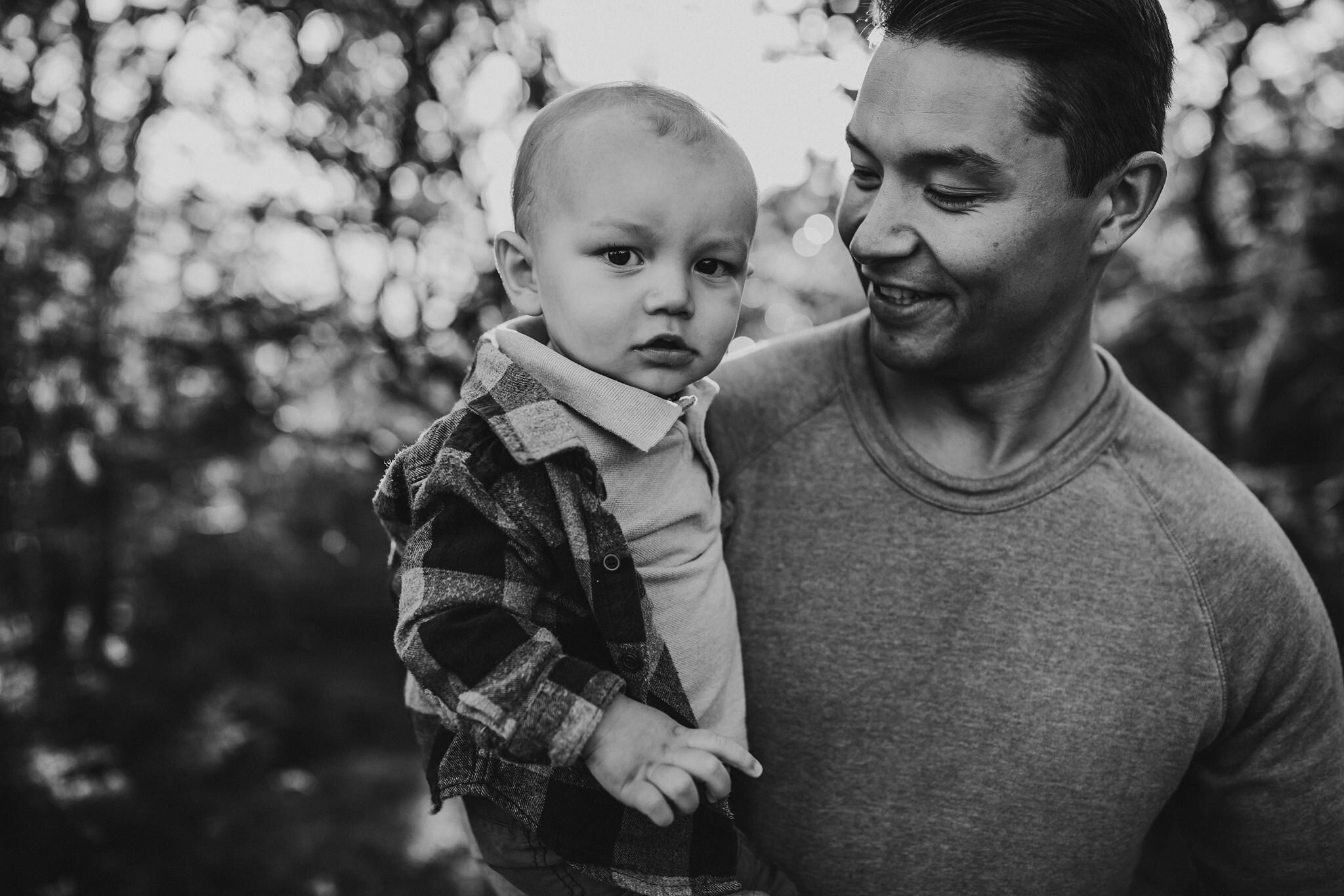 father smiles at son