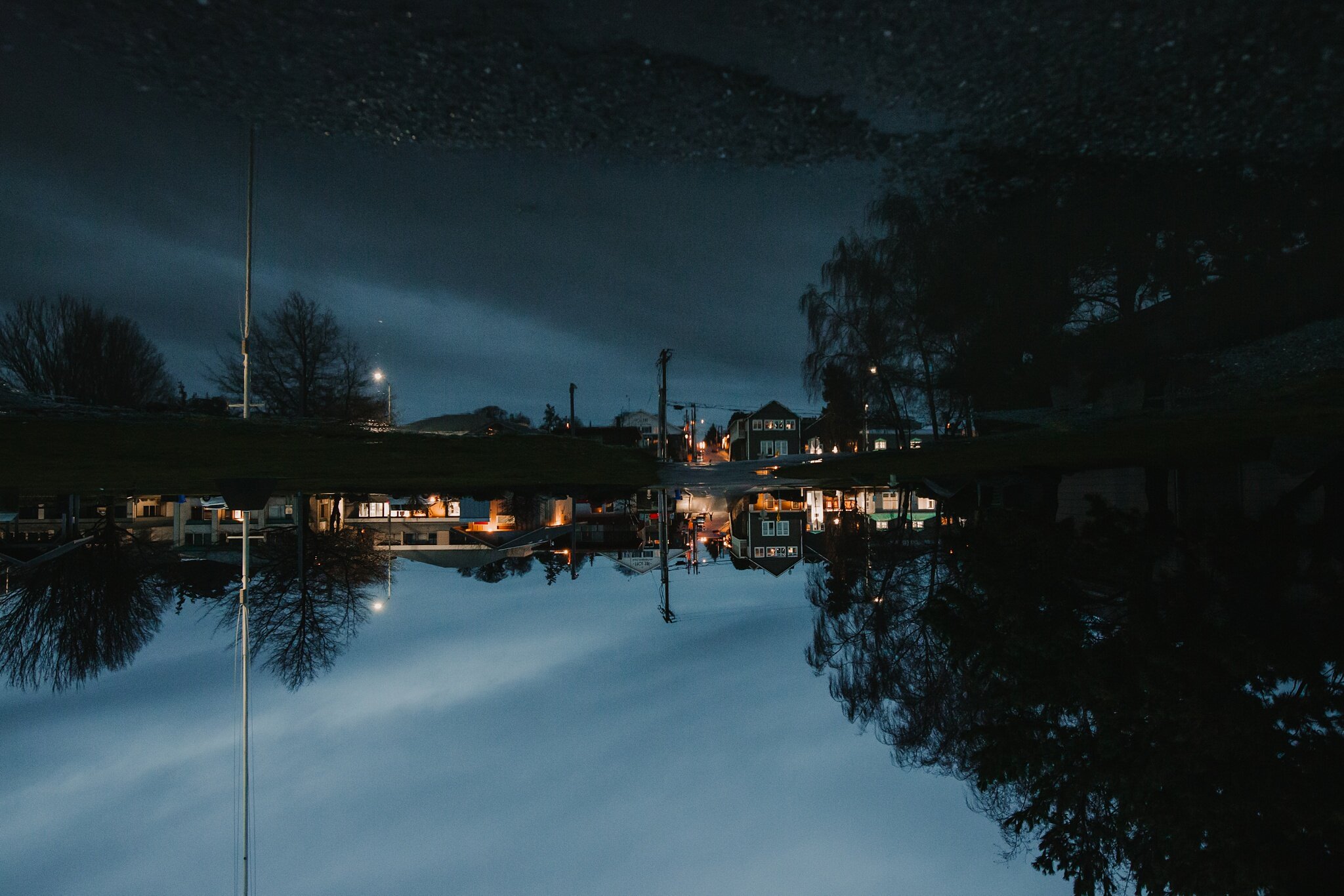 city view of Oak Harbor, WA at dusk