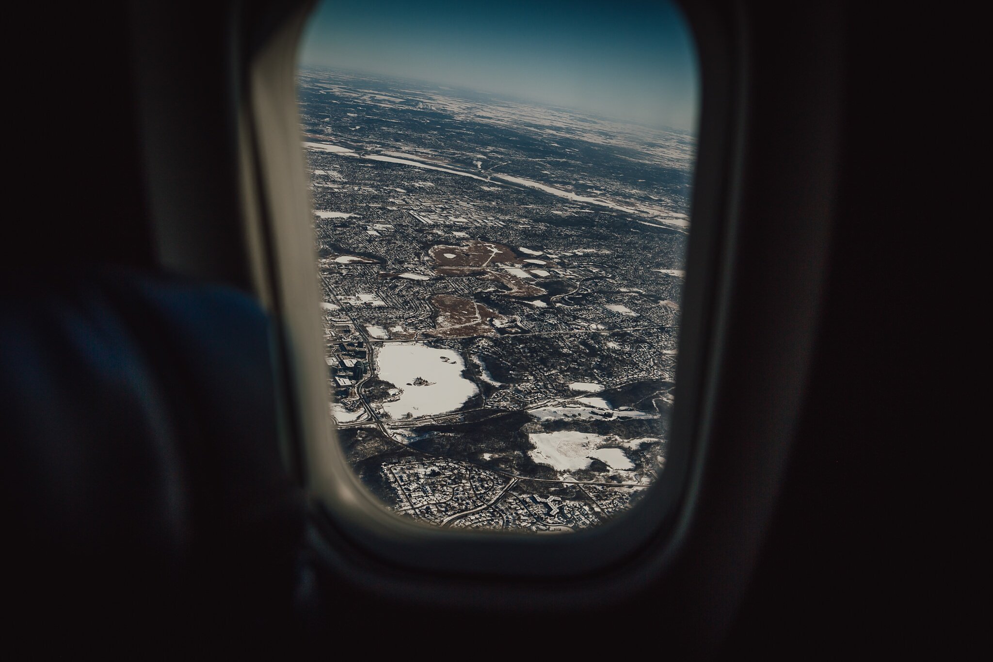view out of window above Minneapolis