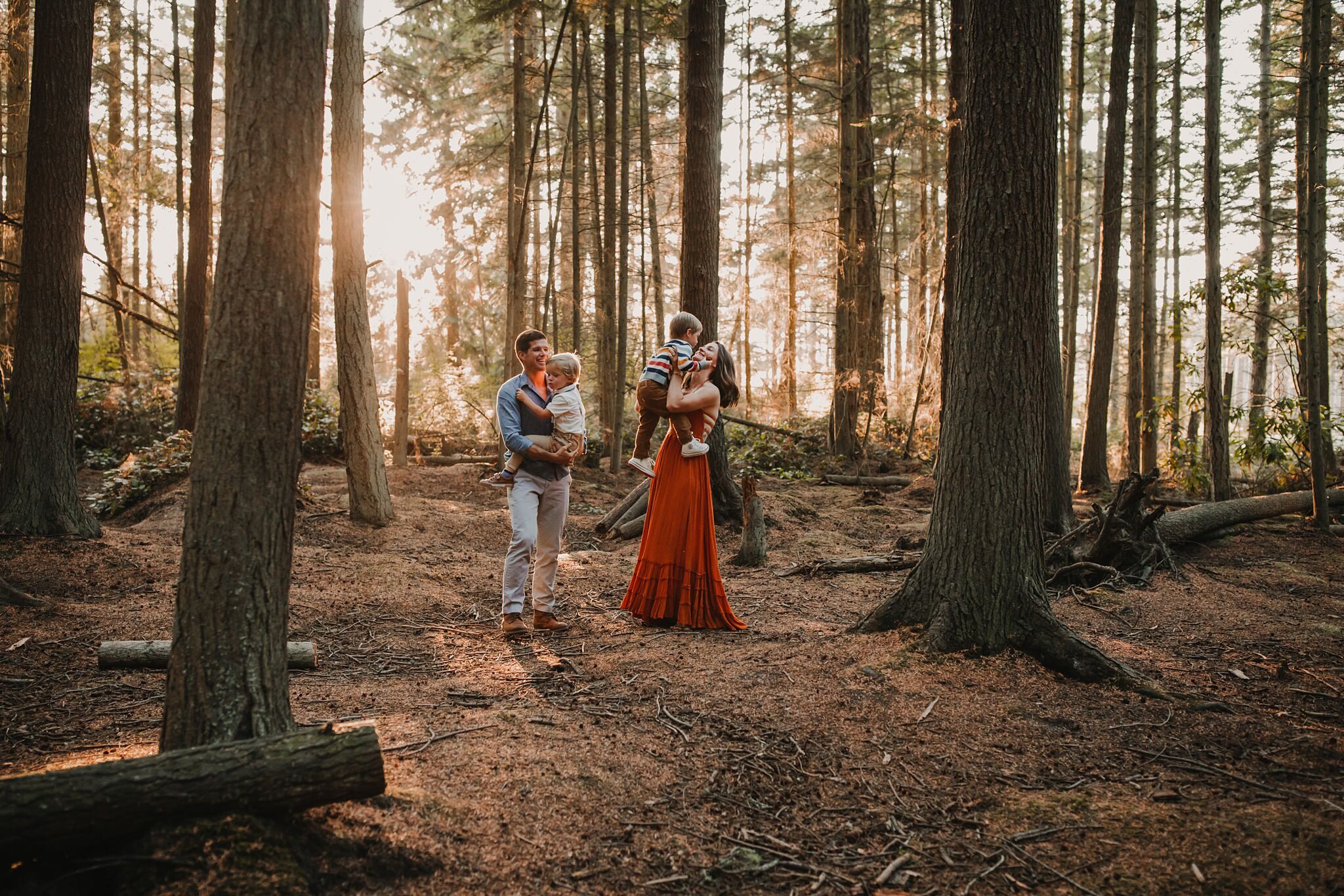 family pictures in forest on Whidbey Island