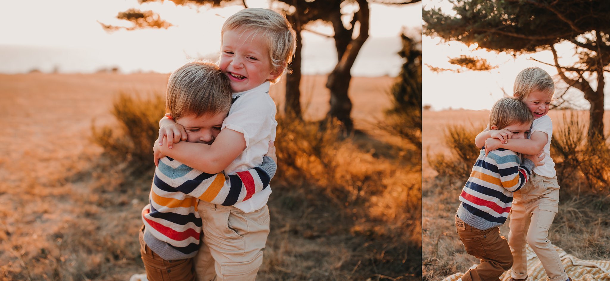 young boys hugging during family photos