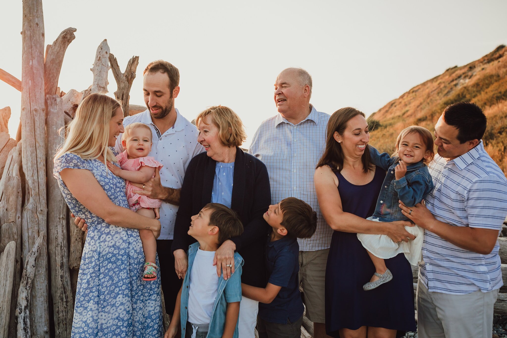Beautiful extended family photos taken by Kara Chappell Photography at Fort Casey State Park on Whidbey Island.