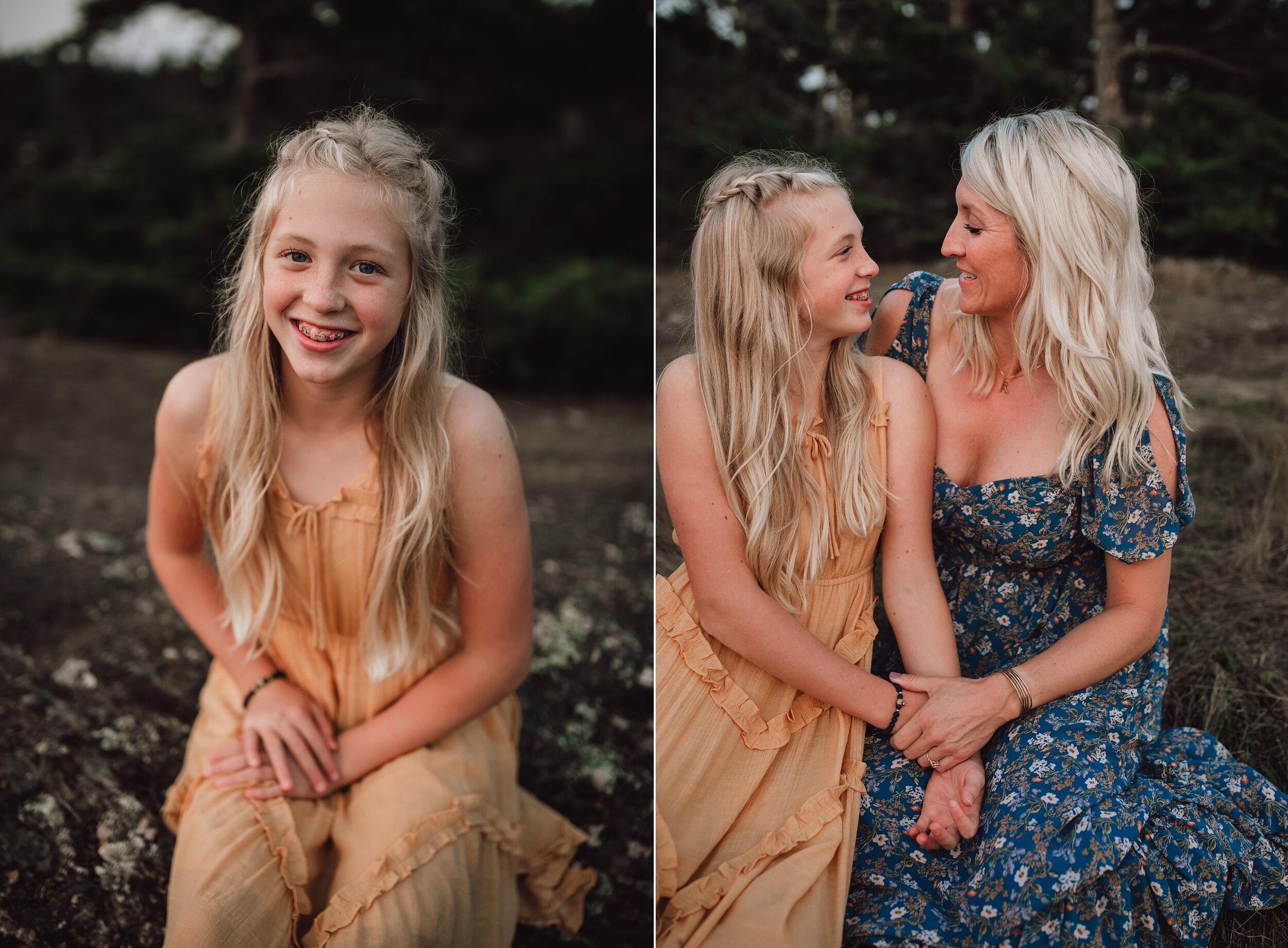 tween girl poses with mom