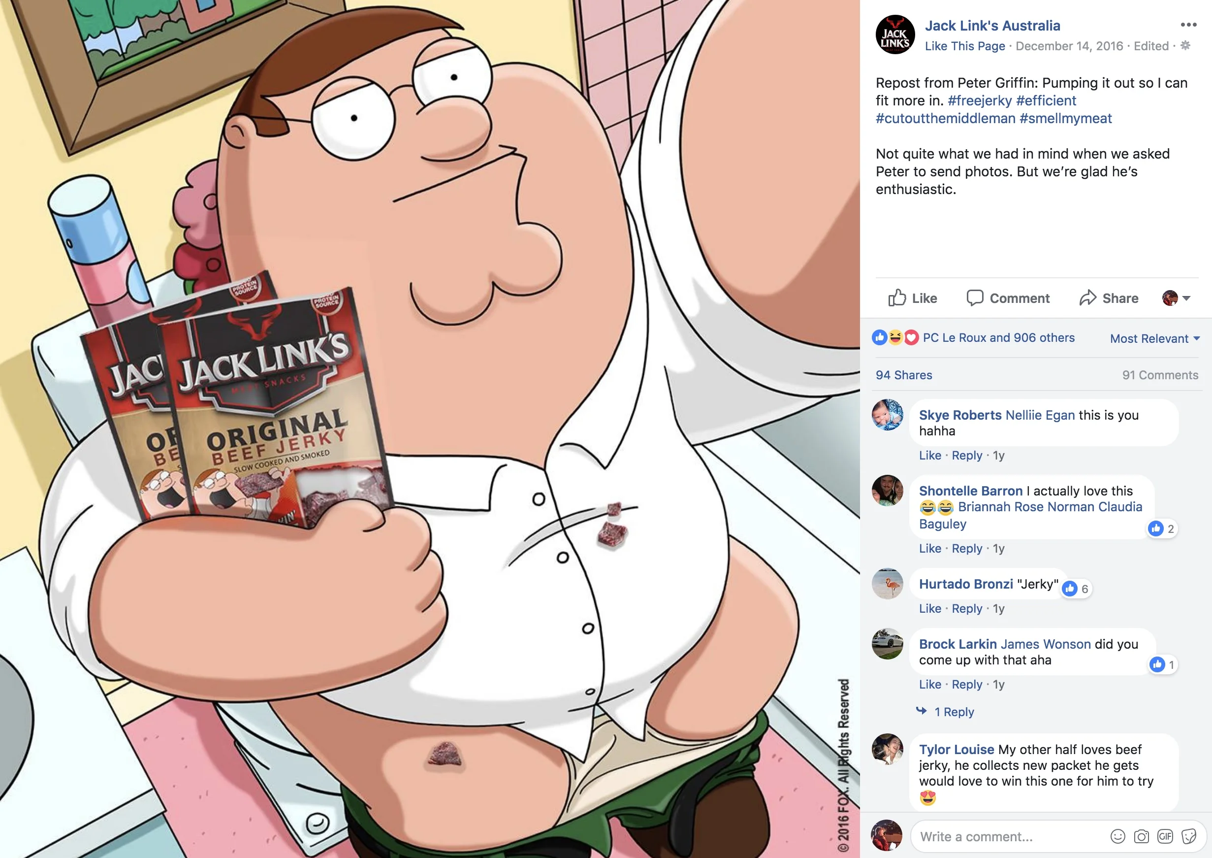 Jack Link's Family Guy campaign - social post