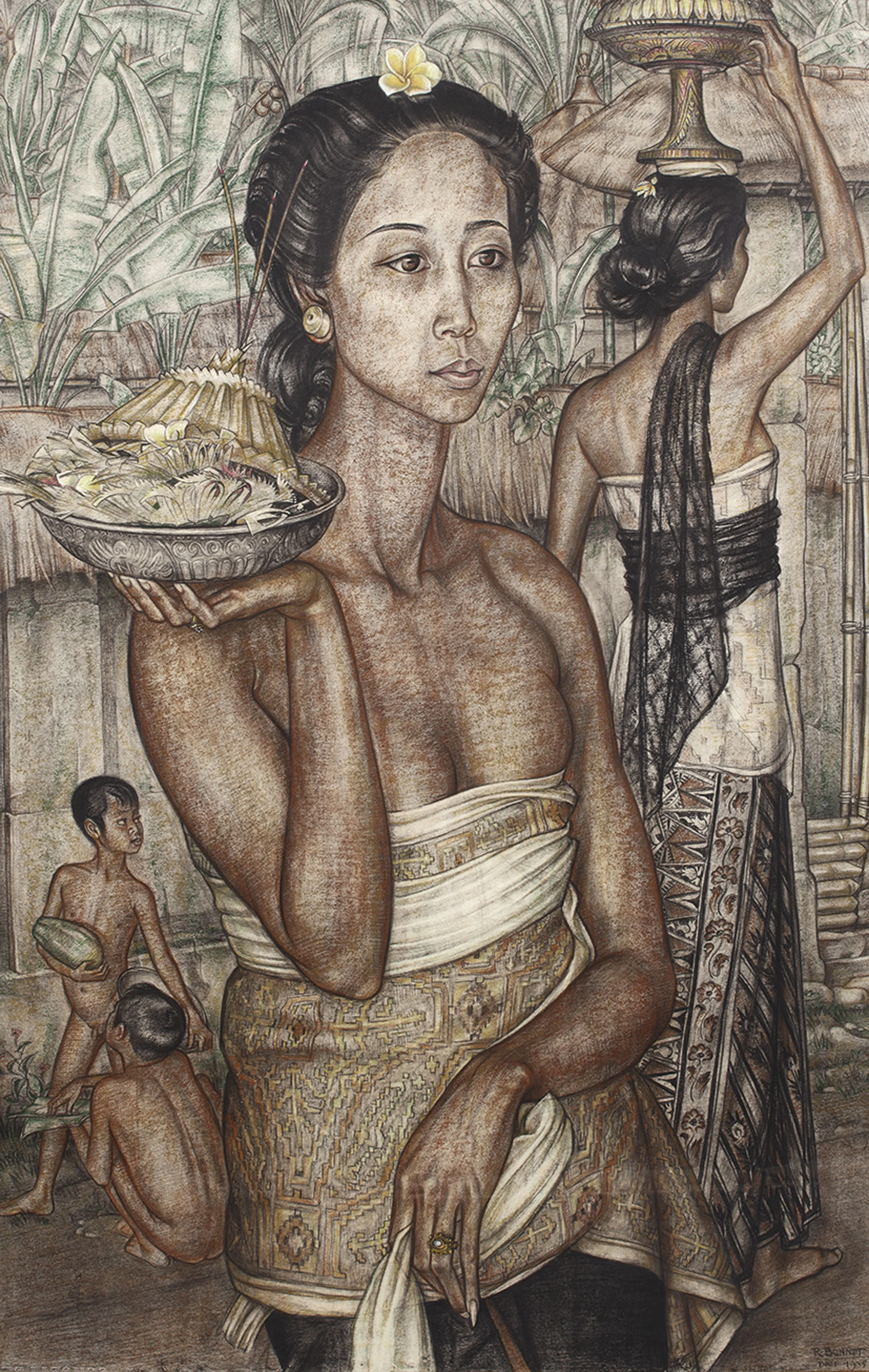 Rudolf Bonnet Painting Of Traditional Balinese Villagers | Christies.com