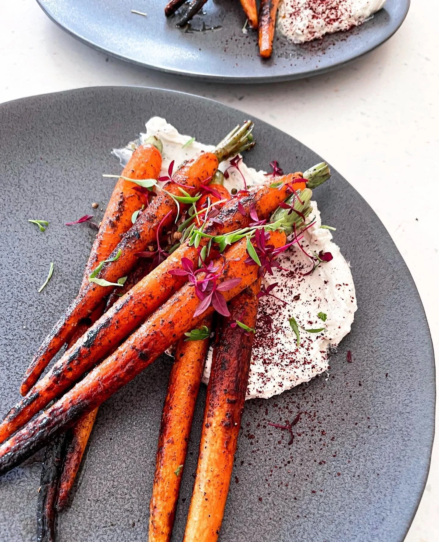 We love ourselves a good mezze platter!⁠⁠
⁠⁠
Here is one of our latest dishes - young carrots marinated with middle-eastern spices and homemade labneh cheese.⁠⁠
⁠⁠
Did you know it is super easy to make your own labneh?⁠⁠
Just strain some Turkish or G