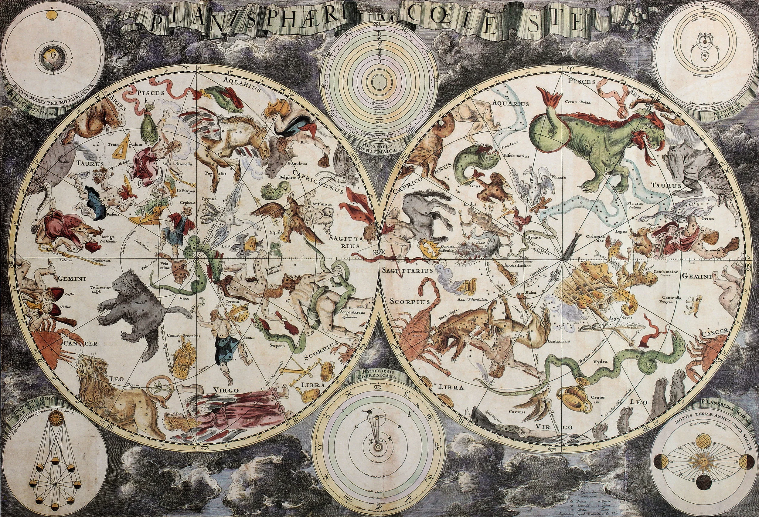 Frederick De Wit, Planisphærium coeleste , Amsterdam, 1680 Stampa colorata a mano / Hand-coloured print Credits: Antonio Abrignani / Shutterstock.com