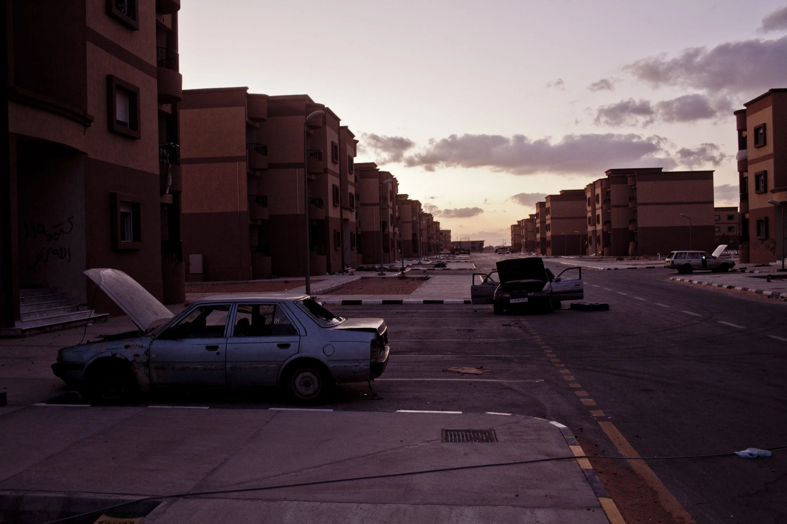  9/7/2011, Tawaraga, Libya  A view of a street in Tawaraga, which was abandoned by residents as rebels from Misurata advanced, due to fears of reprisals against them. It was rumored during the fighting in MIsrata that Qaddafi loyalists from Tawaraga 