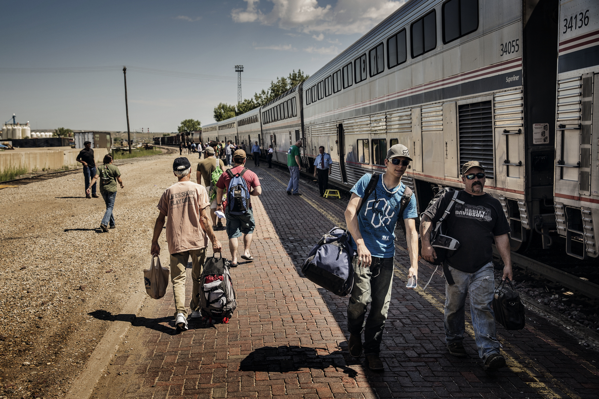  8/1/2014 Willistion, North Dakota  During the boom, many oilfield workers arrived at the Williston Amtrak station. Many arrive in search of work by train with just a backpack. 