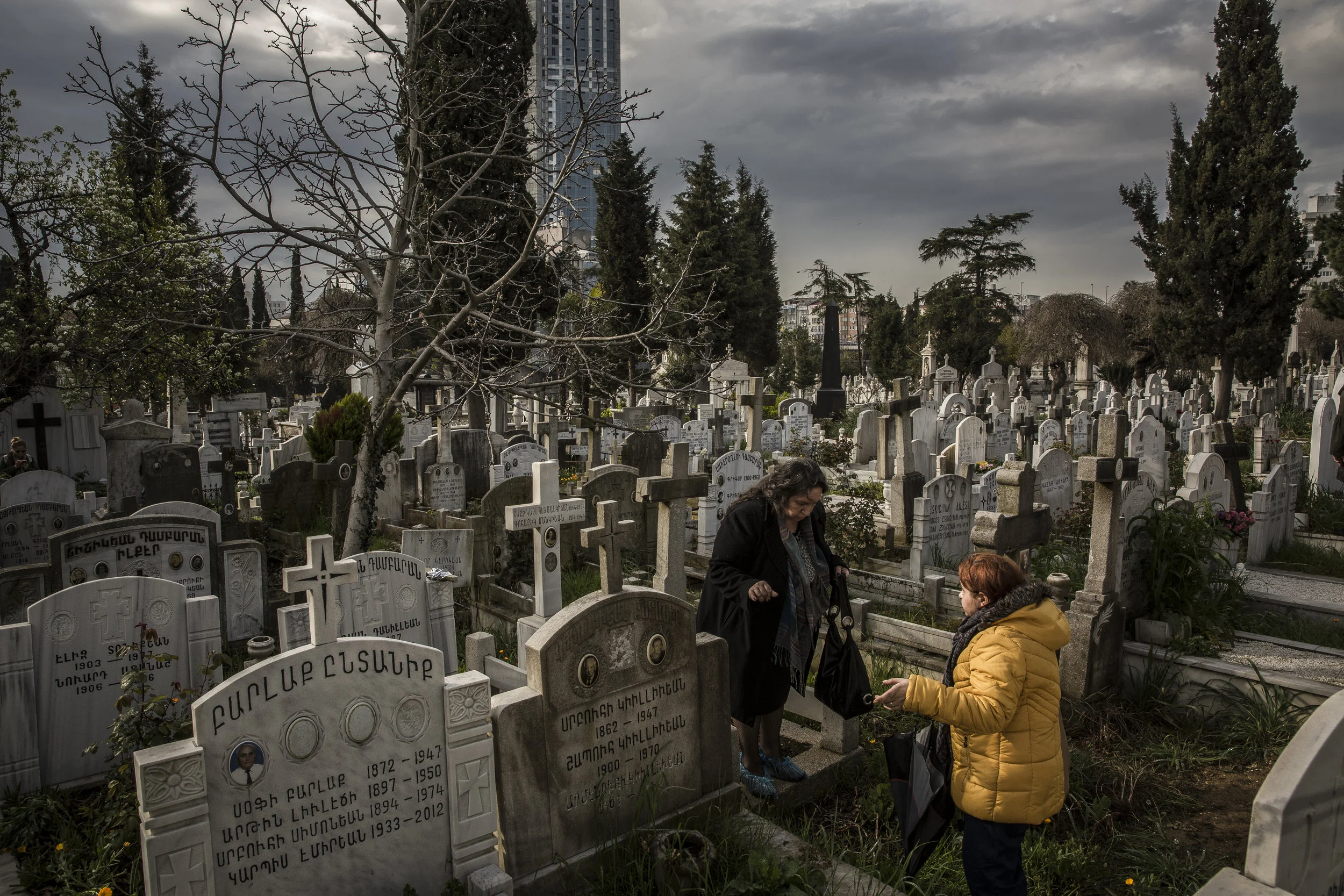  4/2/2015 Istanbul, Turkey  Turkish-Armenian women searched for the graves of relatives in the Armenian Cemetery in the Sisli district of Istanbul, on the Monday following easter Sunday. The Cemetery is home to the remains of many prominent Turkish-A