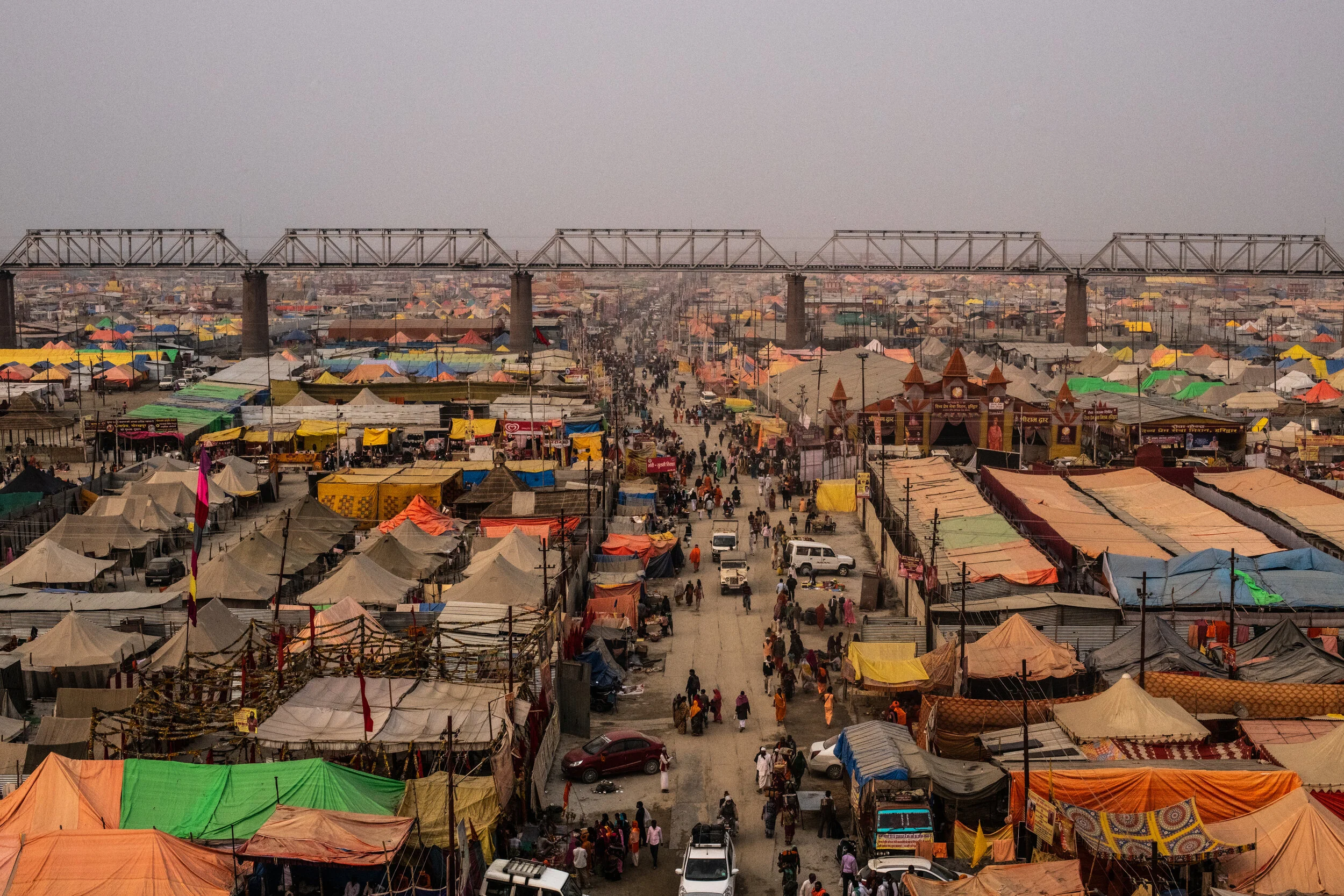  2/5/2019 Prayagraj, Uttar Pradesh, India  Hindu pilgrims moved through the streets and lanes of the Kumbh Nagari, the temporary city constructed on the vast banks of the Ganges river, during this year's Ardh Kumbh Mela, in Prayagraj, India. 