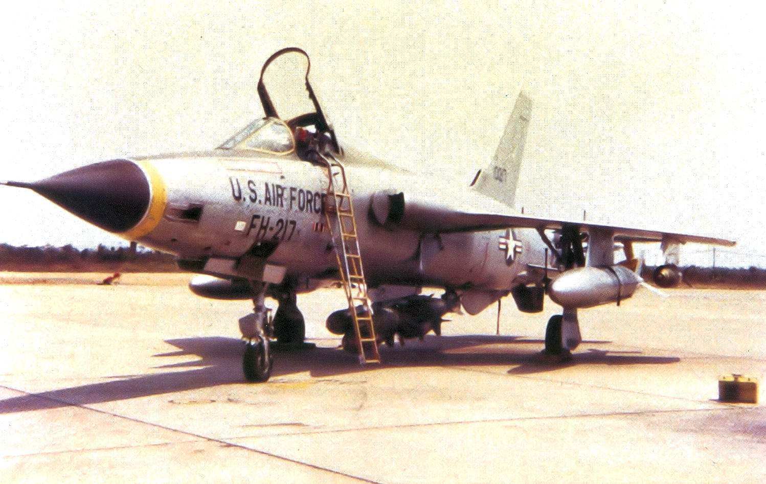 67th TFS Republic F-105D-25-RE Thunderchief 61-0217. On 16 September 1965 Risner was flying this aircraft when he was shot down by anti-aircraft artillery.