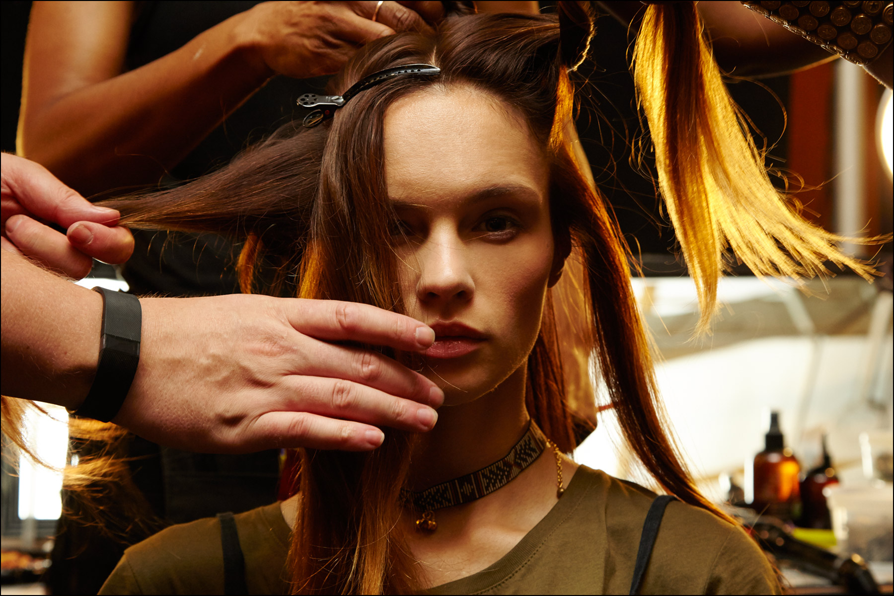 Backstage in hair at Erin Fetherston