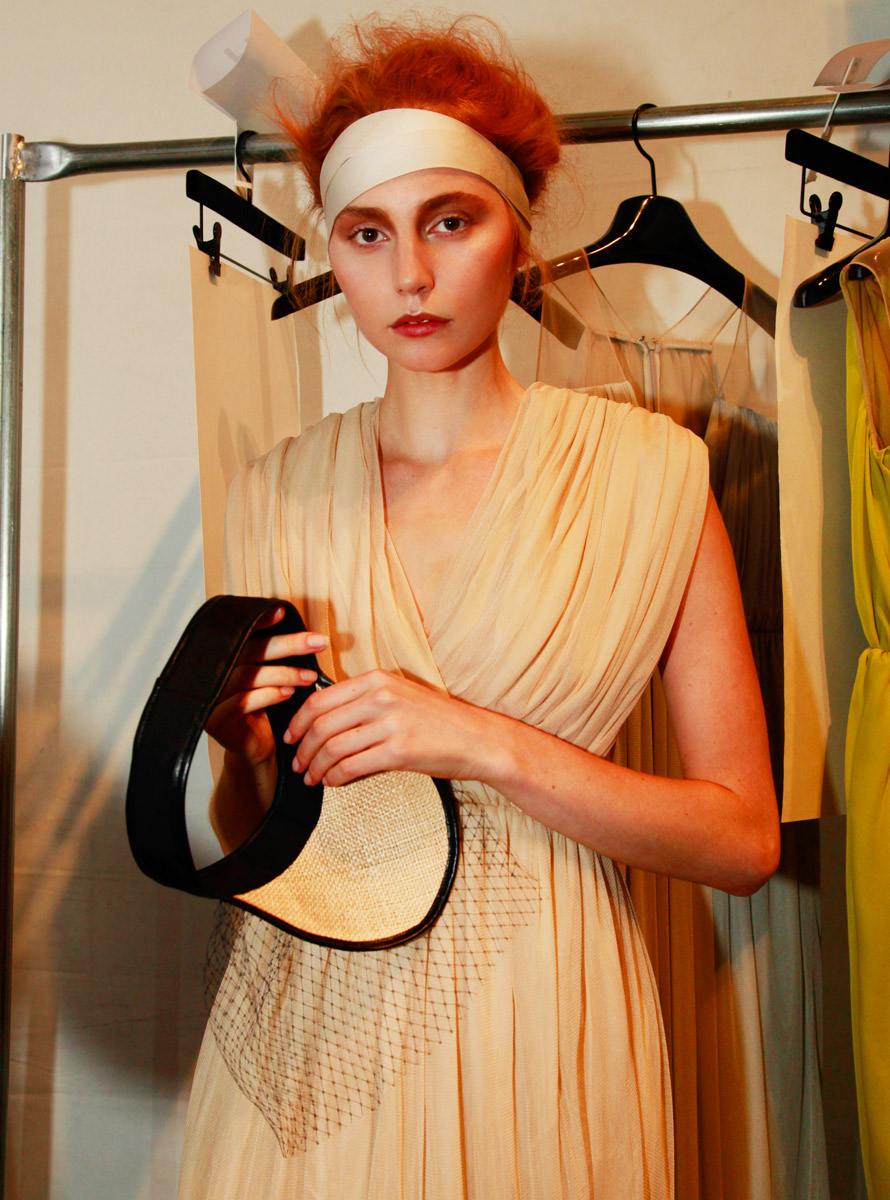 A model backstage at Chadwick Bell
