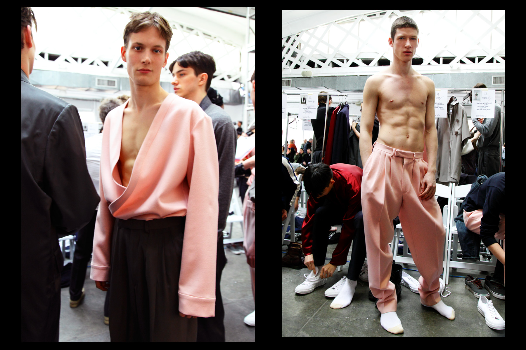 Male models in pink
