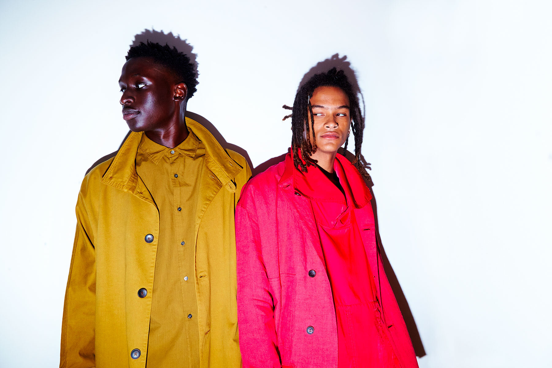 Male models photographed before walking for Gustav Von Aschenbach.