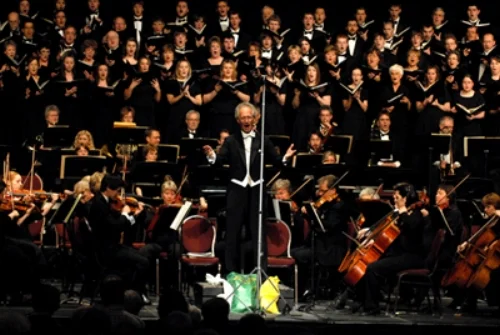 "Hallelujah Chorus" audience singalong - complete with sandbags at the front of the stage