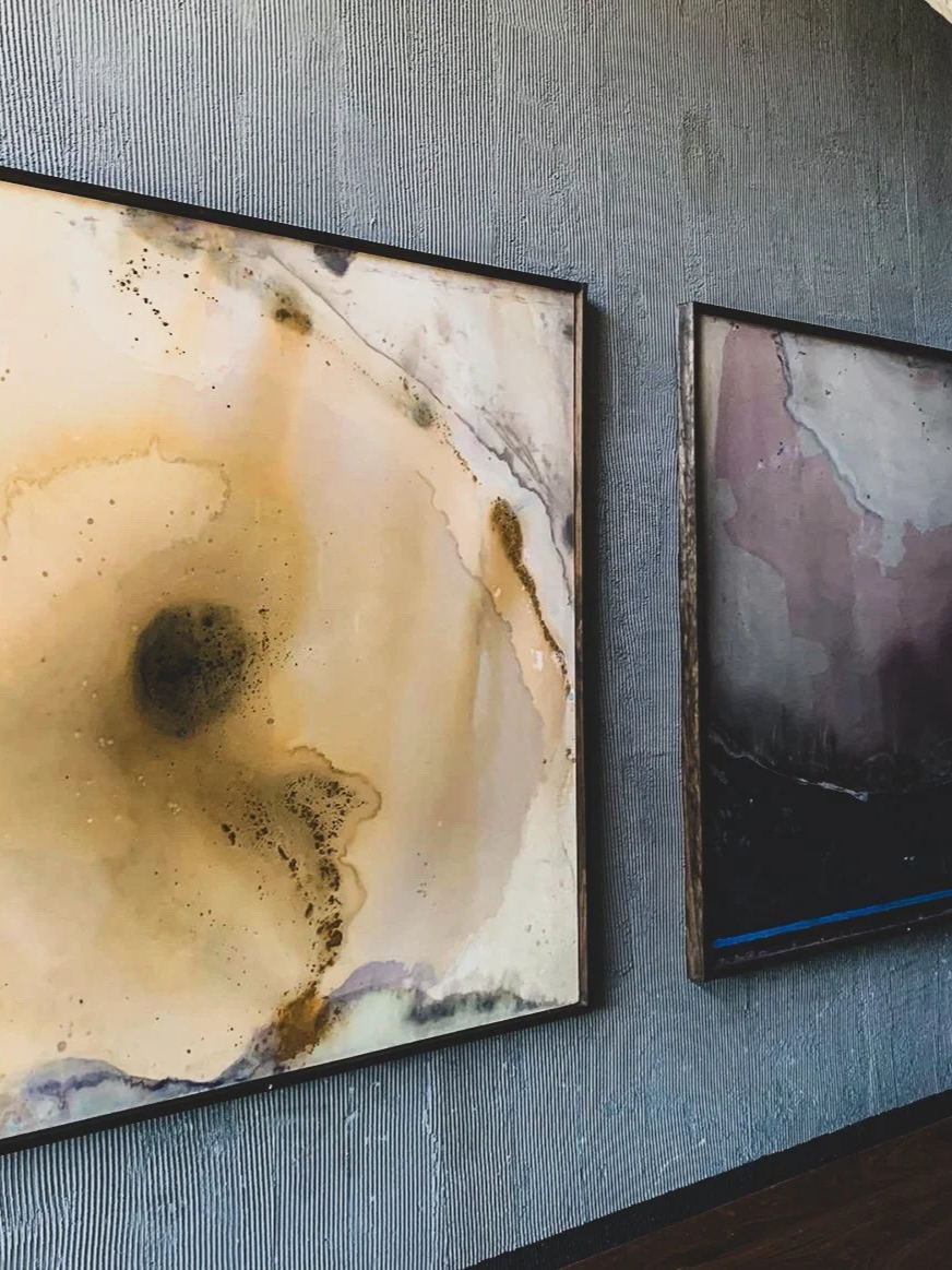 paintings interior design restaurant decor ink bleed canvas painting paneling artistic decor hospitality retail residential.