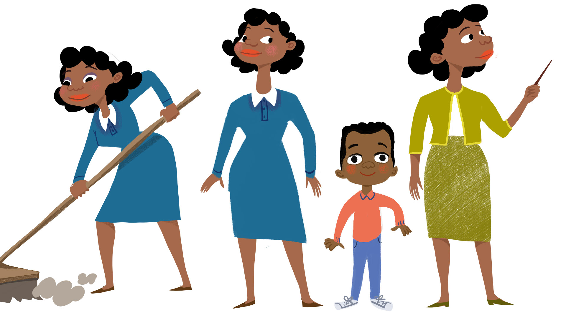 original character designs of James and Mrs. Seawood