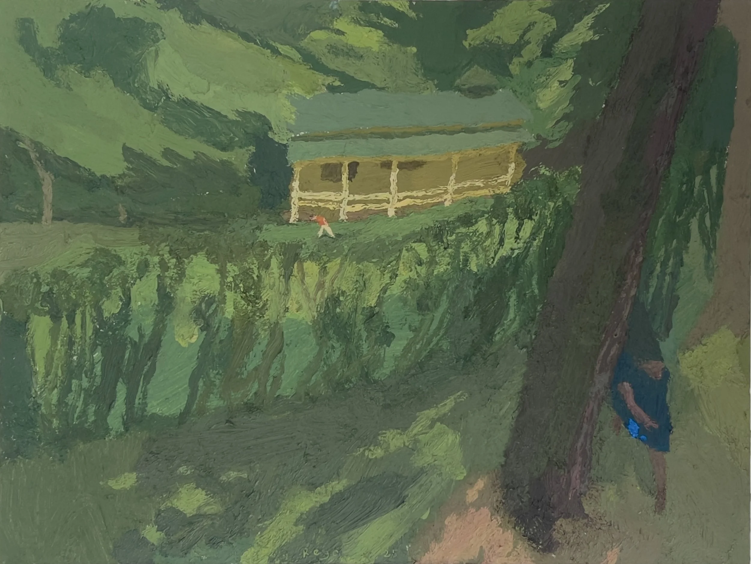 Brian Rego, Landscape of an American Novelist, 2025-2026. Oil on board 12 x 16 inches 30.48 x 40.64 cm © Brian Paul Rego Courtesy of the artist and Steven Francis   