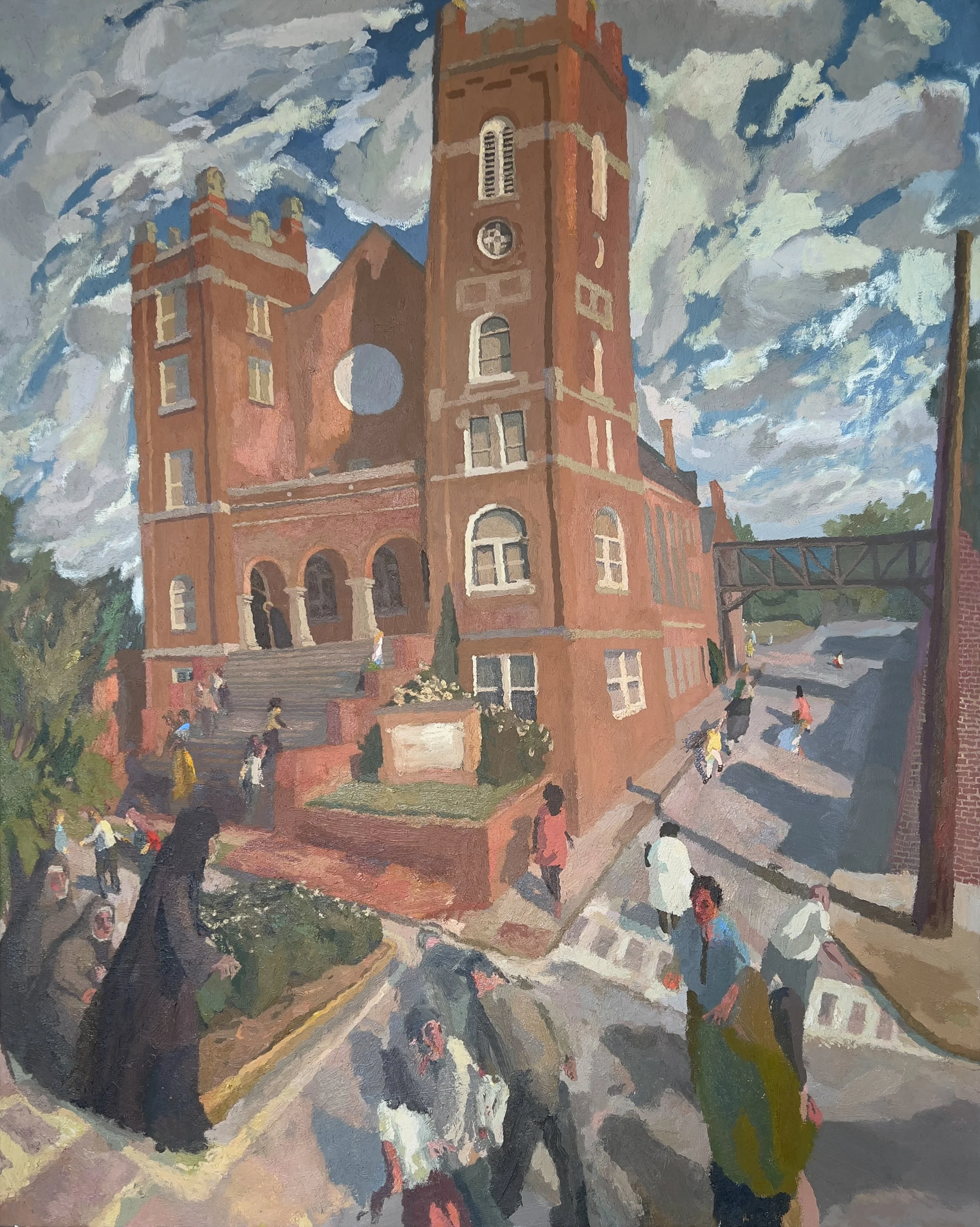 Brian Rego, Newnan Church, 2023-2026. Oil on linen 60 x 48 inches 152.4 x 121.92 cm © Brian Paul Rego Courtesy of the artist and Steven Francis, Private collection   