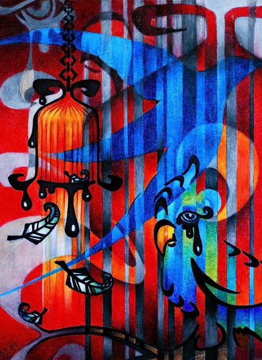 The Caged Bird Cries | Colored Pencil