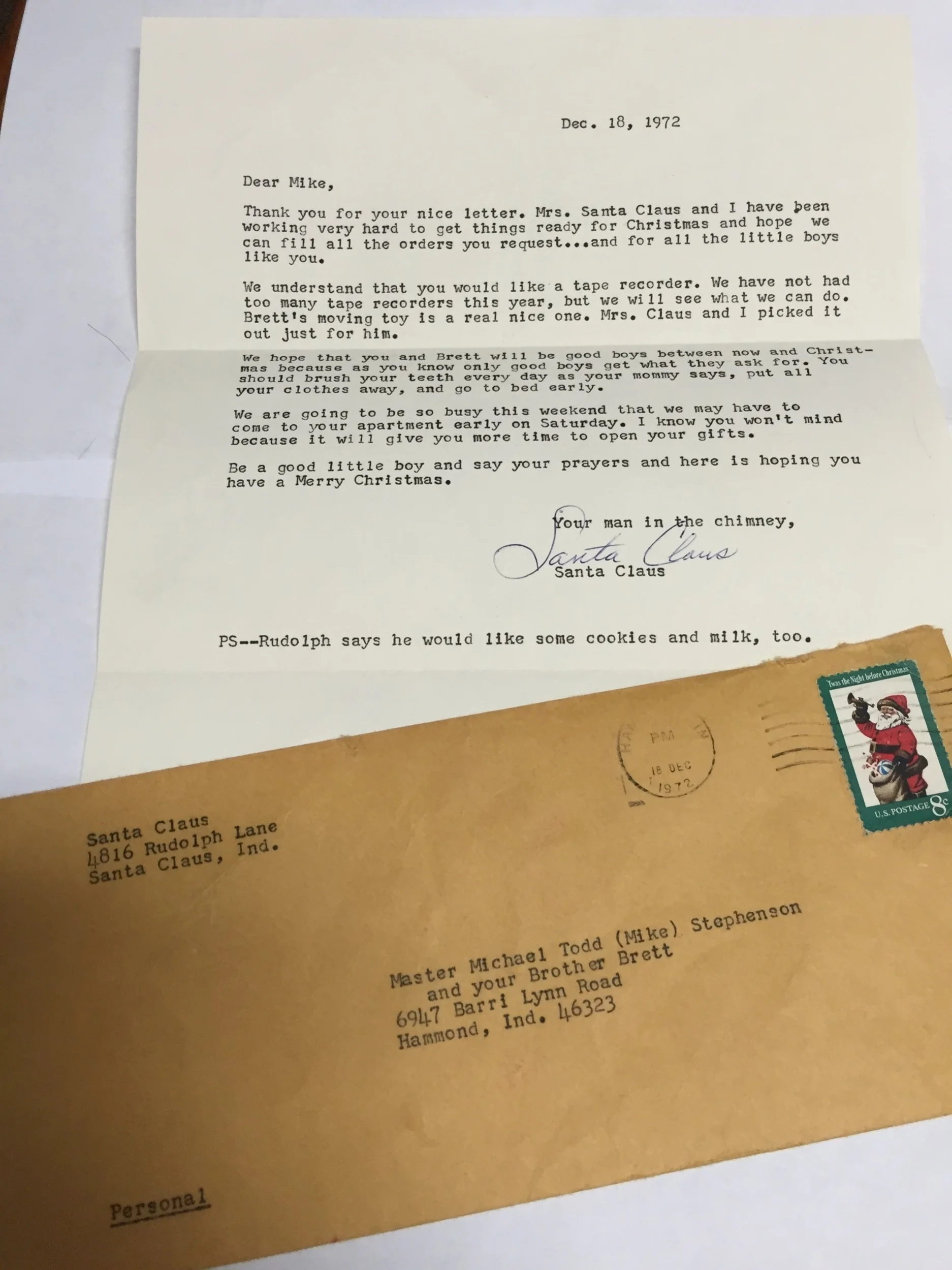 When I got a letter from Santa Claus ...