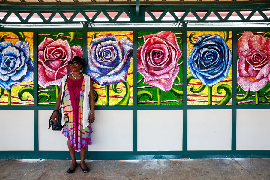 Mosaics of Roses – Zerega Subway Platform