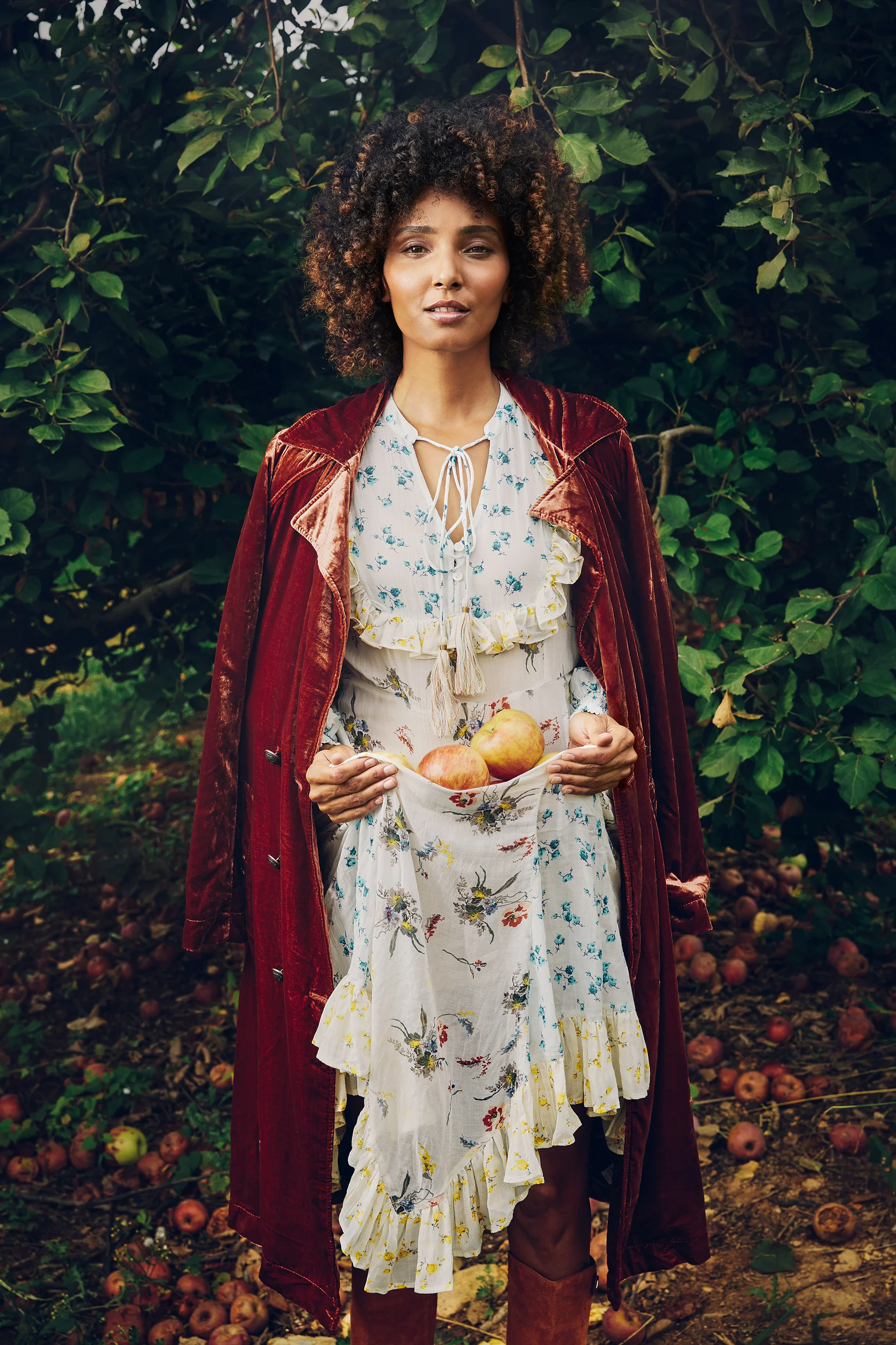 Cris wears Free People dress and coat. Boots by Marc Jacobs.