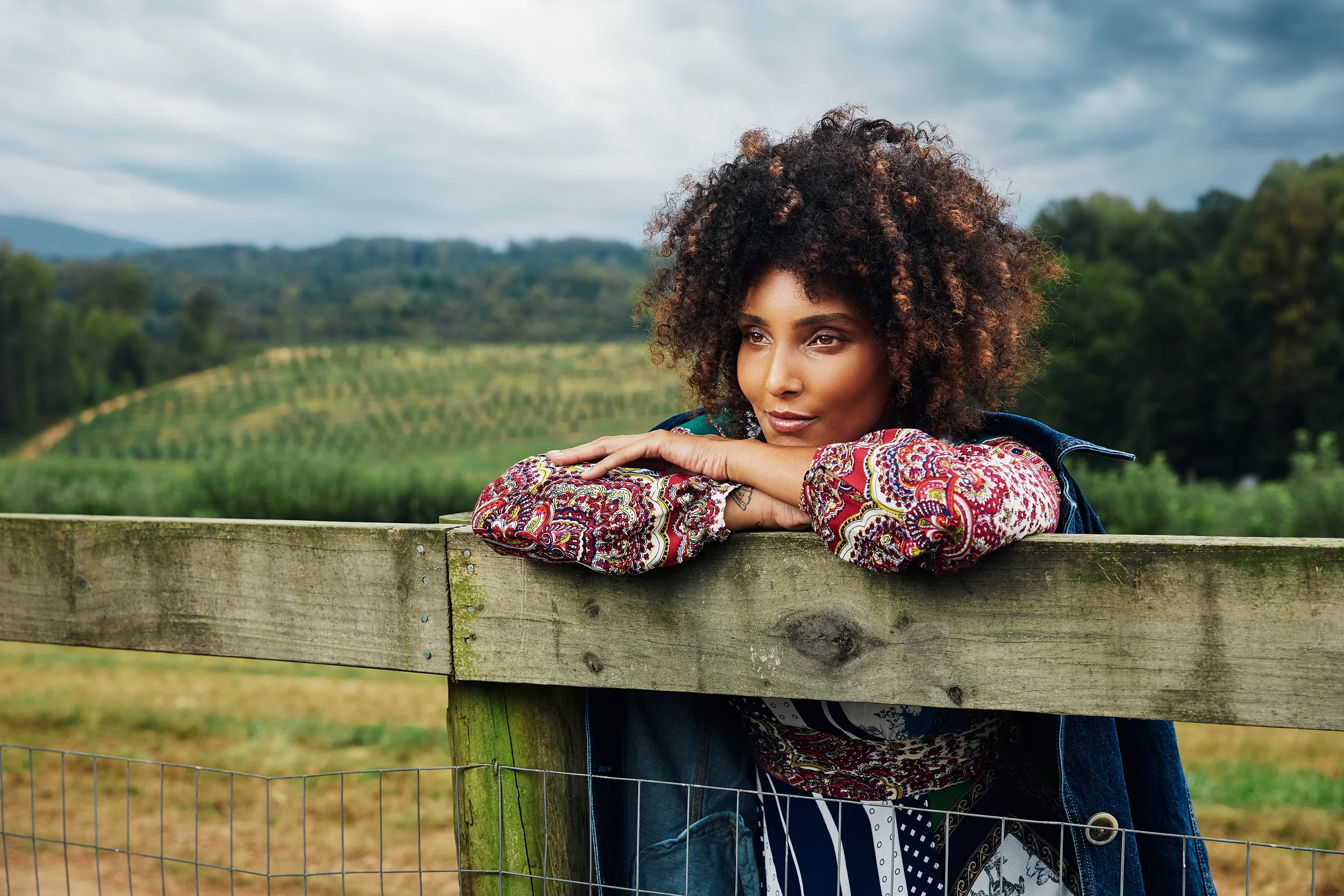Cris wears Anthropologie dress, Free People coat.