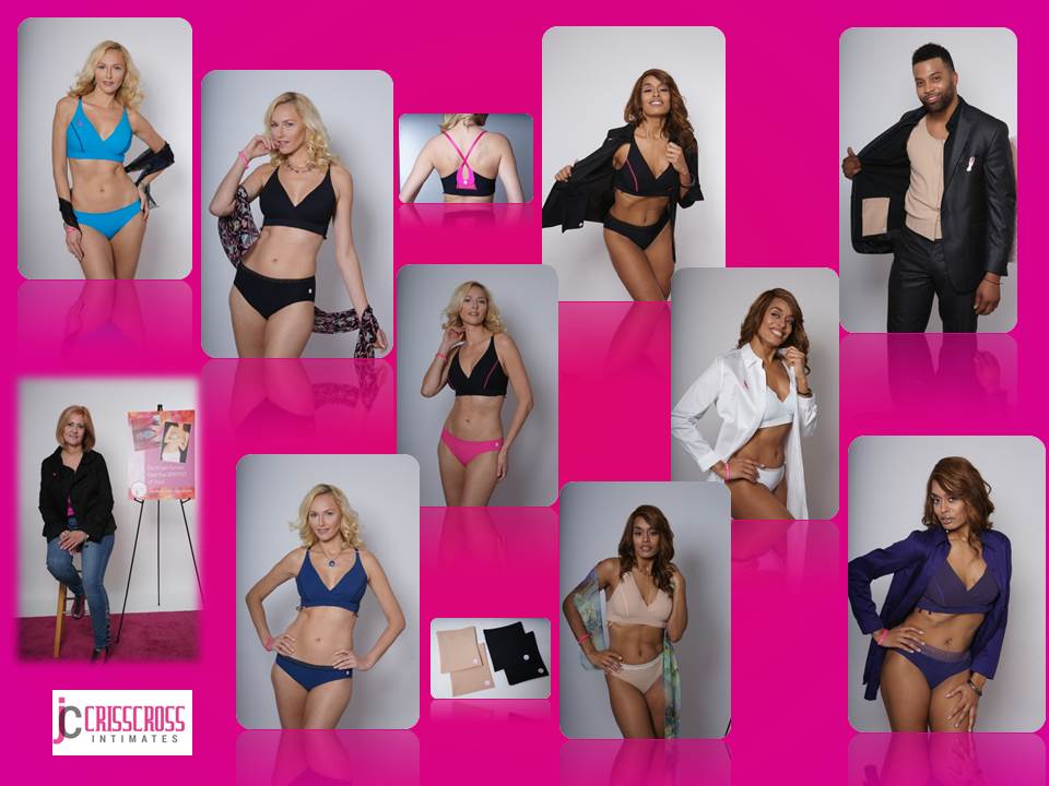 SHOP CRISSCROSS INTIMATES TODAY! Colorful, comfortable, chic styles available in sizes 32 - 48 Bra Band and custom sizes too! Panties S/M, M/L and L/XL. Pouch O/S fits standard 400 cc medical drain.