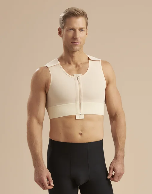 BEFORE - Men’s post-surgical garment that provides compression - not comfortable or attractive under apparel.