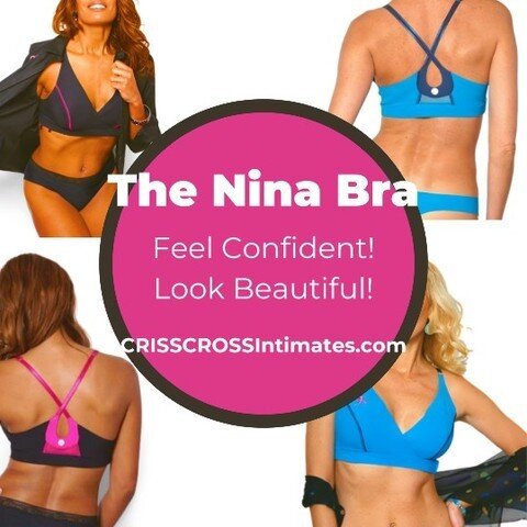 The Nina Bra! Feel confident, look beautiful! 
Matching sets. Multi-colors. Multi-sizes.
#CRISSCROSSIntimates #NinaBra #award-winning #postsurgical #adaptive #activewear #briefs #thongs #seamless #wirefree #sexy #contemporary #luxurious #breathable #