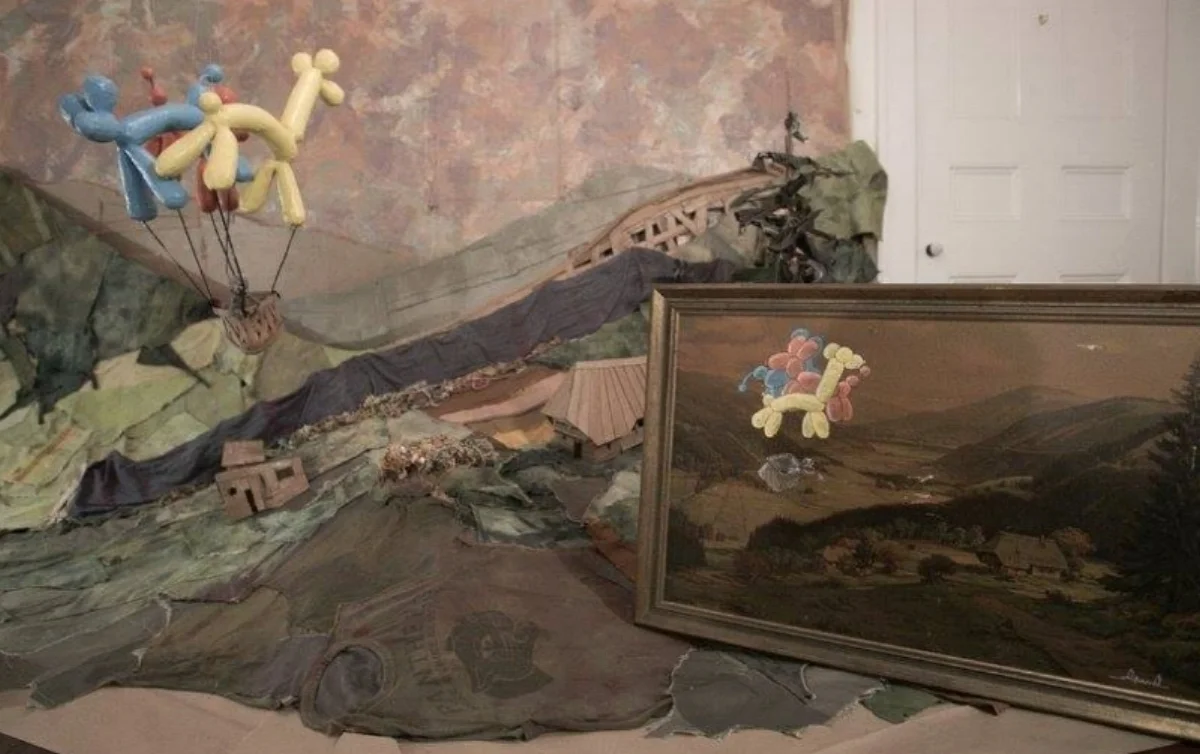 Set in progress and painting inspiration.