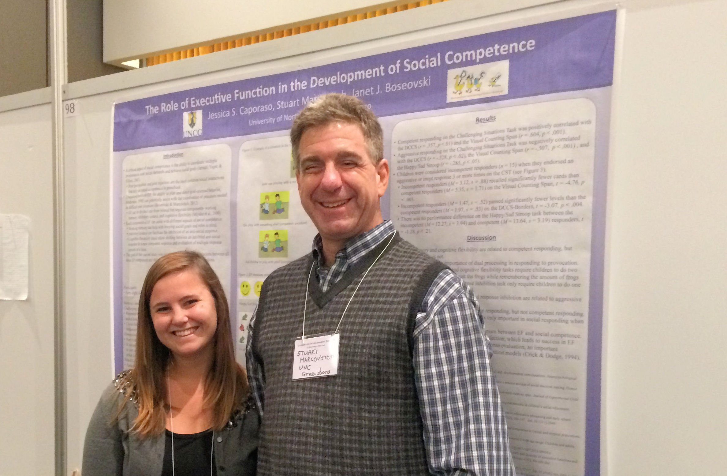 Stuart Marcovitch with graduate student Jessica Stark Caporaso, whose research focuses on how children's behavioral control skills are related to their social competence