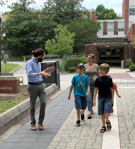 Arriving at the Eberhart Building on the Greensboro campus of UNC, where the DUCK Lab is located.