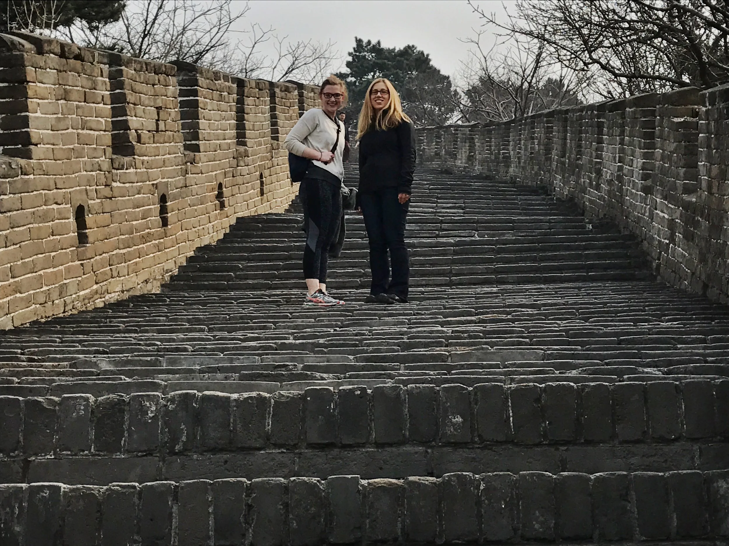  Kimmy and Janet on the Great Wall. Look how steep those stairs are! 