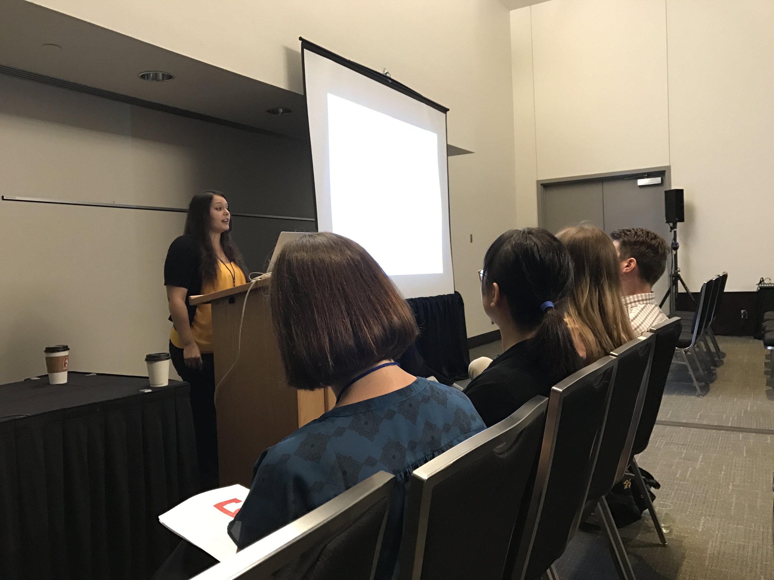  Dr. Candace Lapan giving a talk on her research about children's use of traits for diverse groups of peers at SRCD 2017 