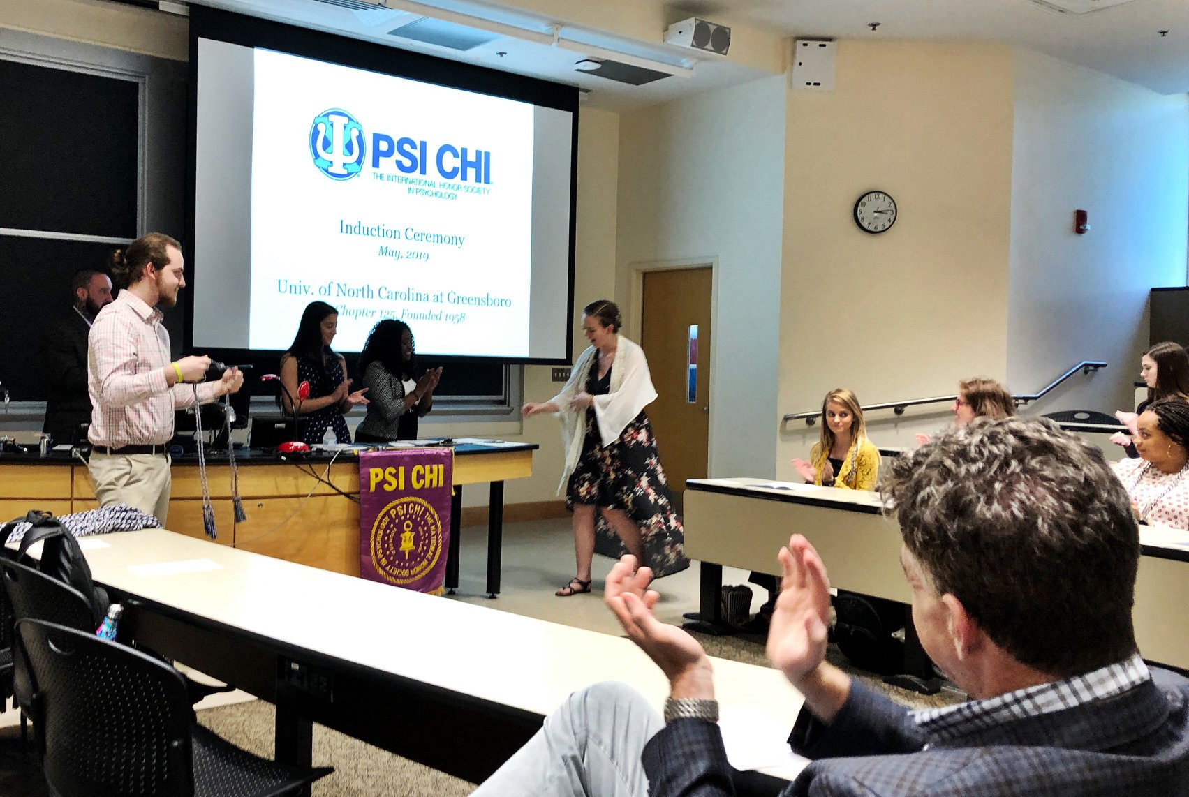 Abby being inducted into Psi Chi