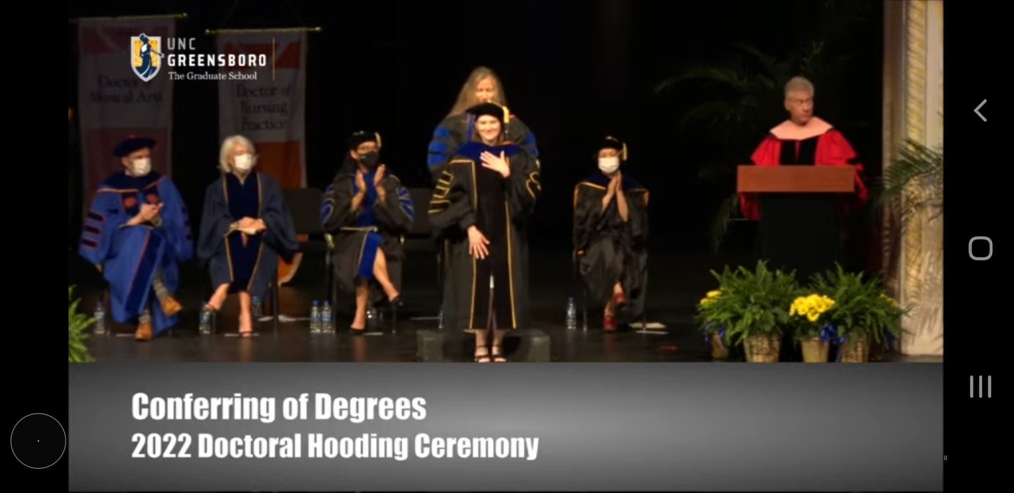  Kimmy and Dr. Boseovski at the Spring 2022 Doctoral Hooding Ceremony 