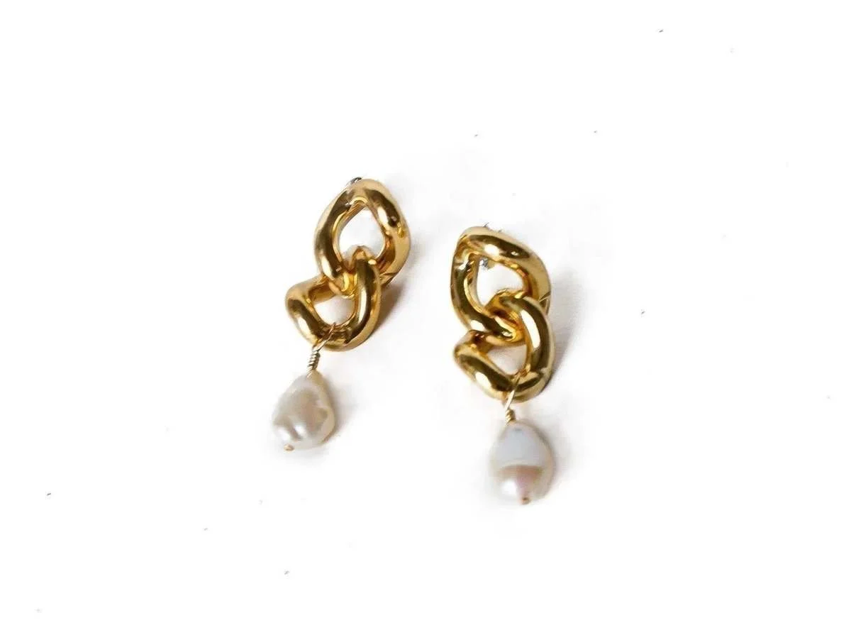 DEA DIA Pearl Link Stud Earring